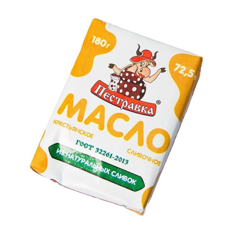 Масло Пестравка Крестьянское 72,5% 180 гр., обертка