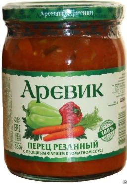 Перец Аревик резанный с овощным фаршем в томатном соусе