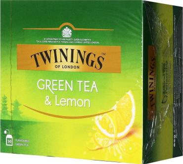 Чай зеленый пакетированный Twinings Green Tea&Lemon 50 пак.