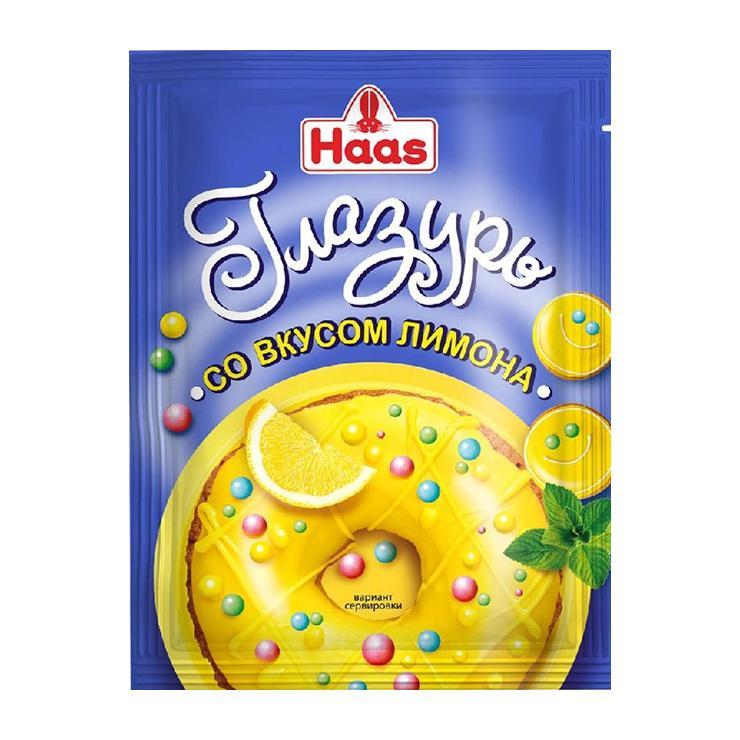 Глазурь Haas лимон 75 гр., саше