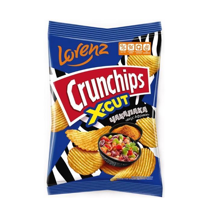 Картофельные чипсы Crunchips X-Cut со вкусом Африканской Чакалаки 70 гр., флоу-пак