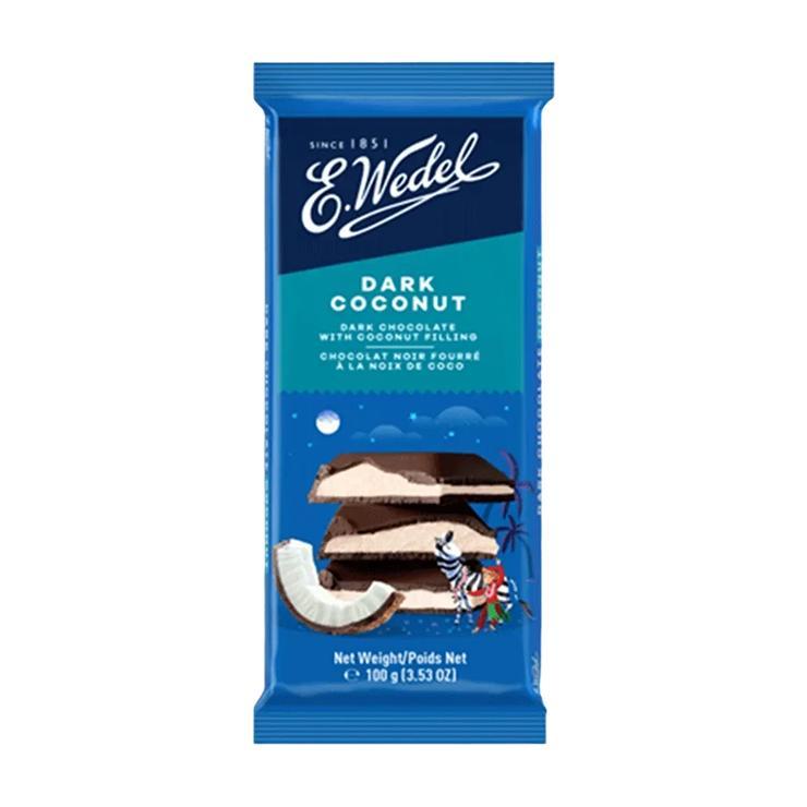 Шоколад E. Wedel темный с кокосовой начинкой 100 гр., флоу-пак