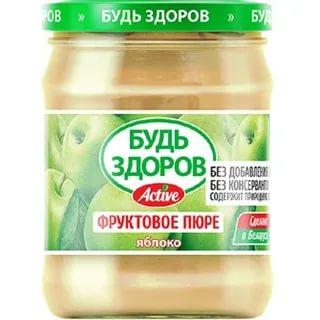 Пюре яблочное фруктовое Будь Здоров 450 гр., стекло