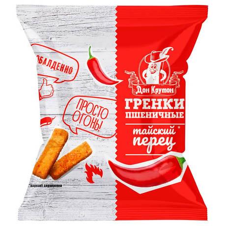 Гренки Дон Крутон пшеничные со вкусом тайского перца, 55 гр., флоу-пак