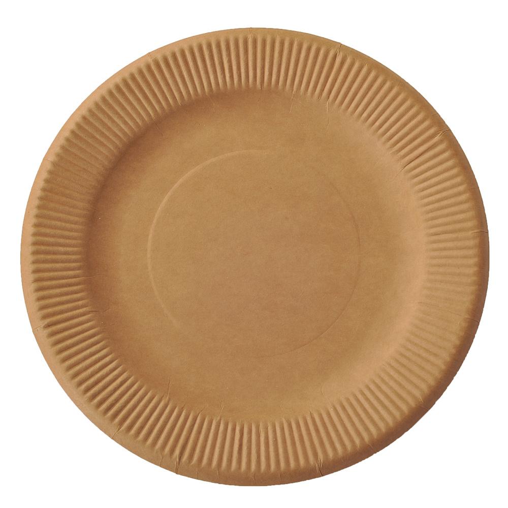 Тарелка одноразовая OSQ Eco Plate Pure Kraft мелкая d 180 мм 100 шт/упак Россия крафтовый., картон., пакет