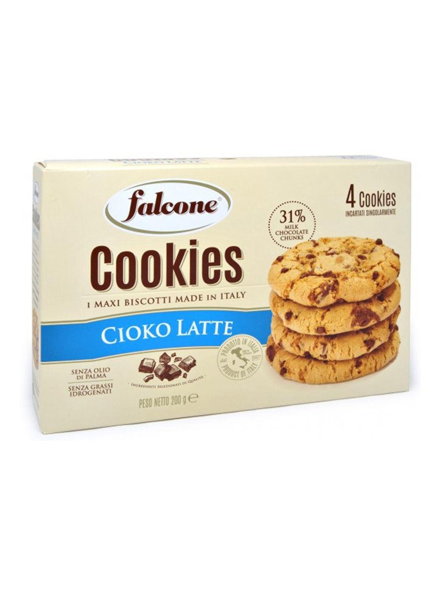 Печенье сахарное с молочным шоколадом Cookies, Falcone, 200 гр., картон