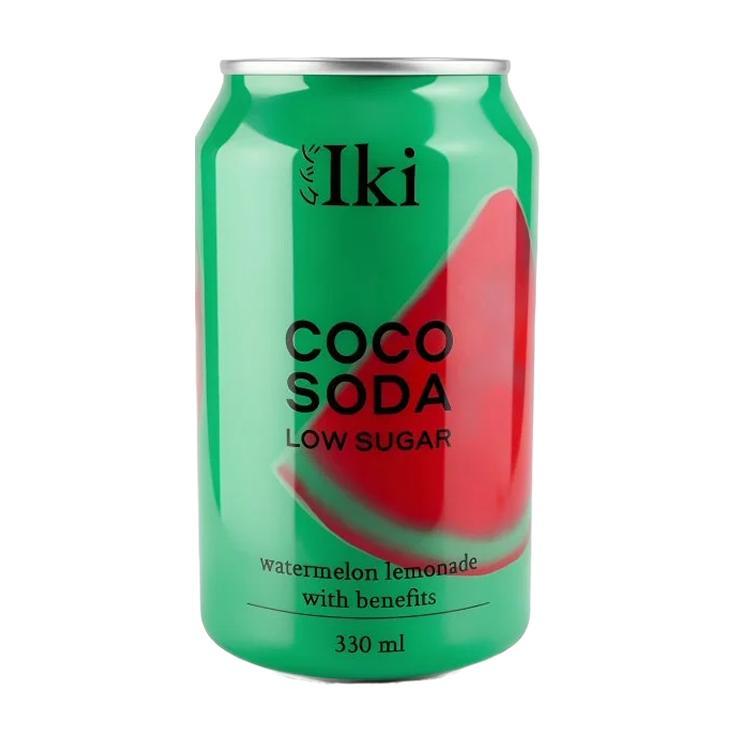 Напиток газированный Iki coco soda на основе кокосовой воды с арбузом 330 мл., ж/б