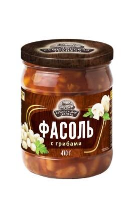 Фасоль Семилукская Трапеза с грибами в томатном соусе 470 гр., стекло