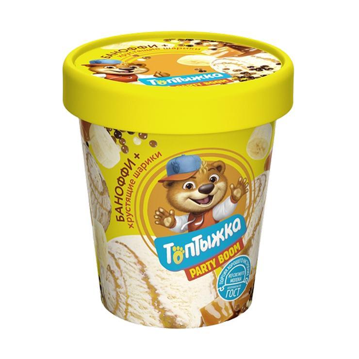Мороженое Топтыжка баноффи и шоколадные шарики 270 гр., пластиковая упаковка