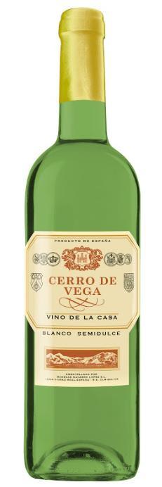 Вино сортовое ординарное Серро де Вега  белое п/сладкое 10,5% Испания 750 мл., стекло
