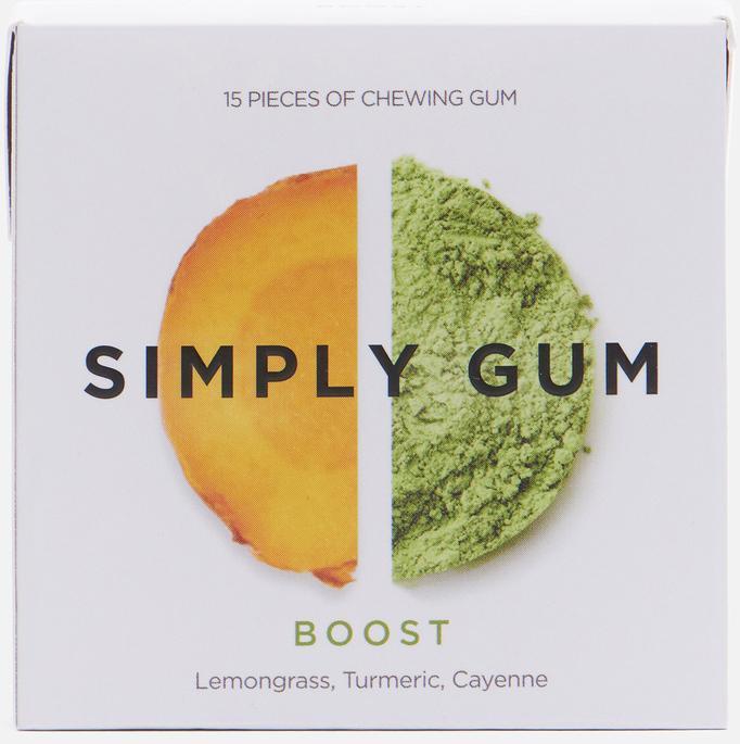 Жевательная резинка Simply Gum Boost Лемонграсс Куркума Кайенский перец 30 гр., бумага