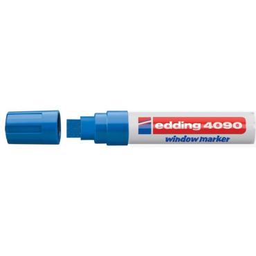 Маркер меловой EDDING 4090, 4-15 мм, СИНИЙ, влагостираемый, для гладких поверхностей, Е-4090/3