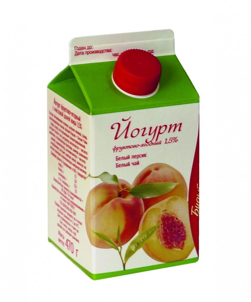 Йогурт ВМК Молочное счастье Белый персик белый чай 1,5% 470 гр., тетра-пак