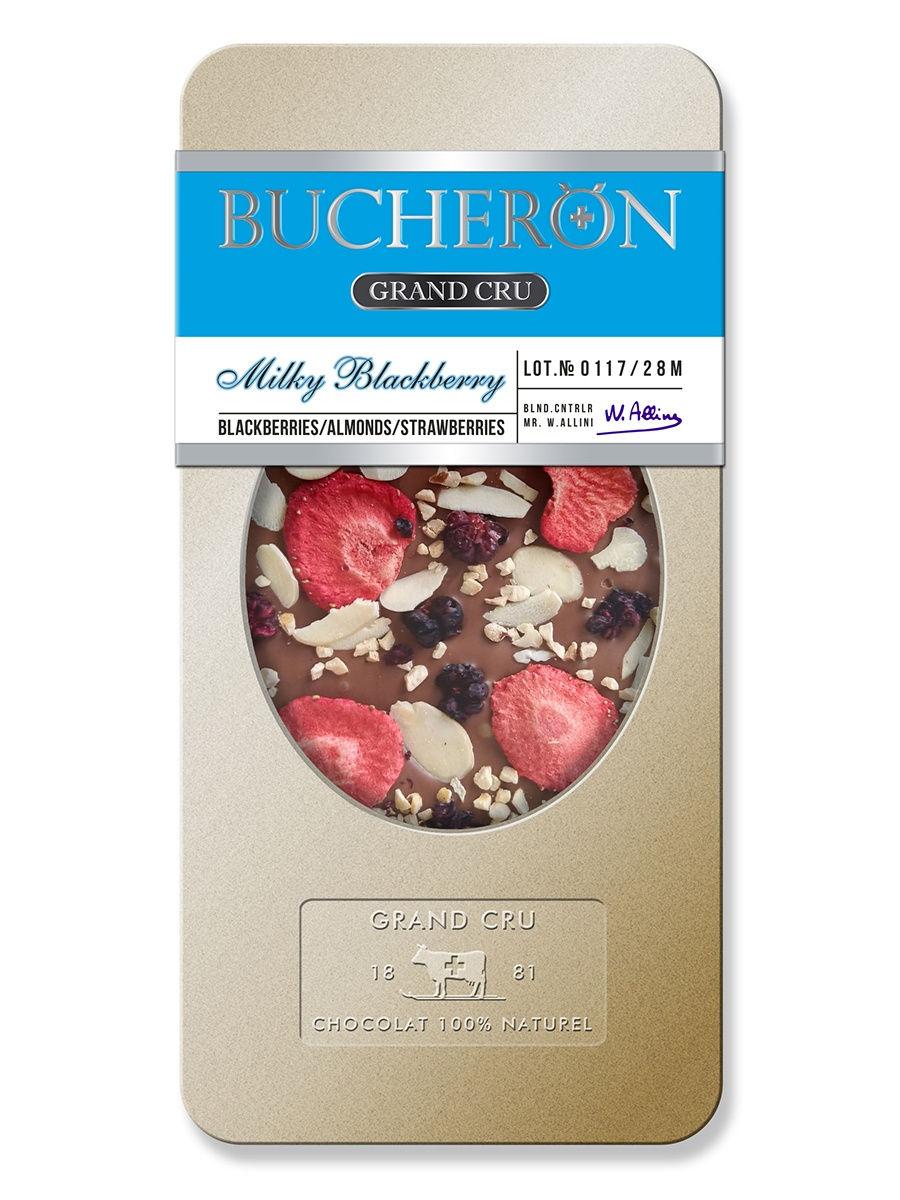 Шоколад Bucheron Grand Cru молочный с ежевикой, орехами и клубникой 100 гр., ж/б