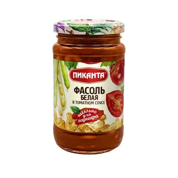 Фасоль белая Пиканта в томатном соусе, 390 гр., стекло