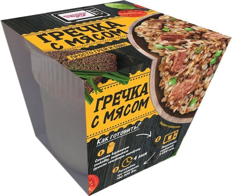 Каша Быстро&вкусно гречневая с мясом замороженная 200 гр., ПЭТ
