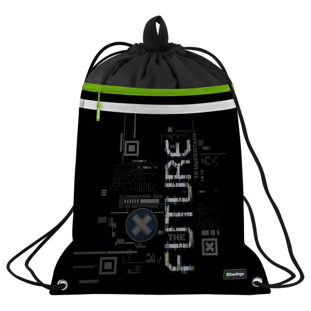 Мешок для обуви Berlingo Future 360х460 мм 1 отделение вентиляционная сеточка светоотражающая лента карман на молнии, пакет