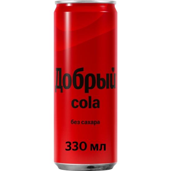 Напиток газированный Добрый Кола без сахара Dobry Лимонад 330 мл., ж/б