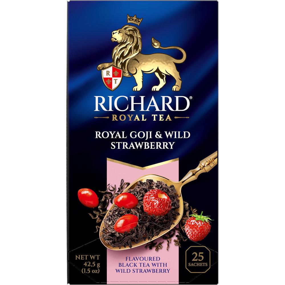 Чай черный Richard Royal Goji & Wild Strawberry Годжи и Клубника 25 пакетиков 42,5 гр., картон