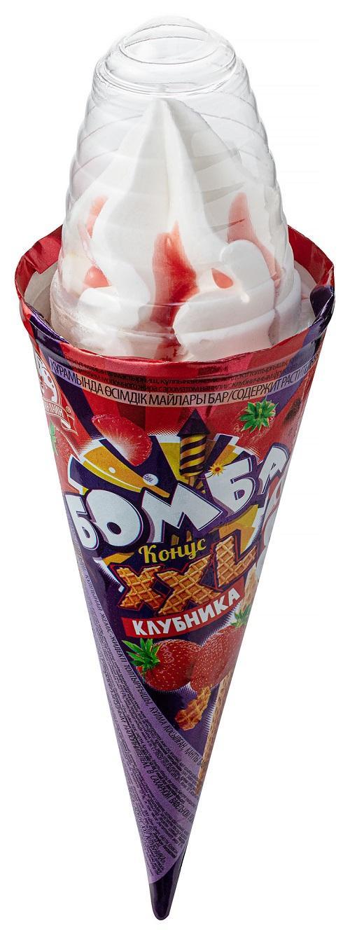 Мороженое Бомба Клубничный соус рожок 145 гр., обертка