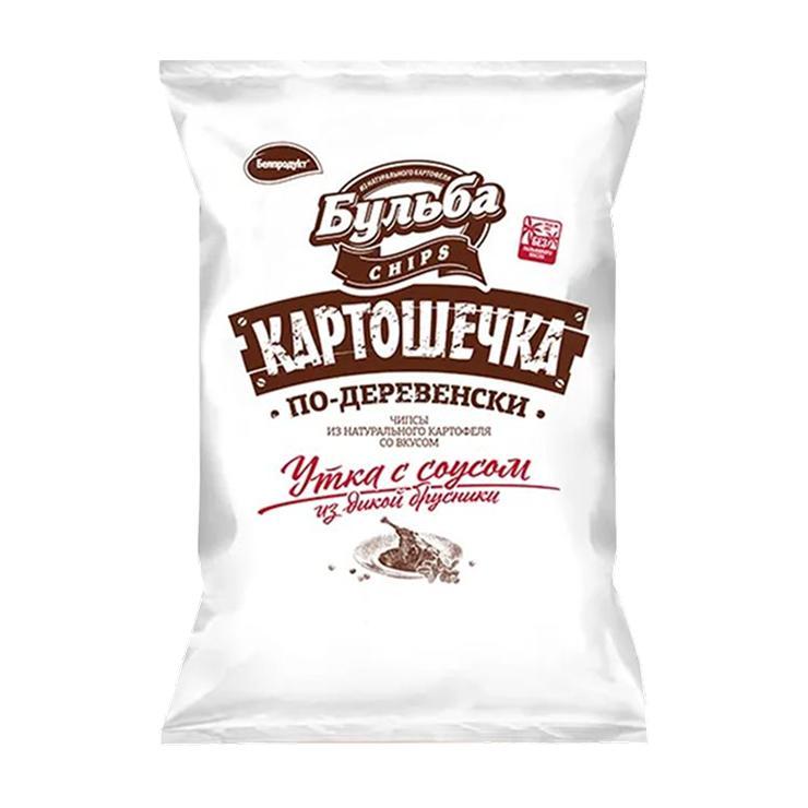 Чипсы Белпродукт бульба chips картошечка со вкусом утки с соусом из дикий брусники 75 гр., флоу-пак
