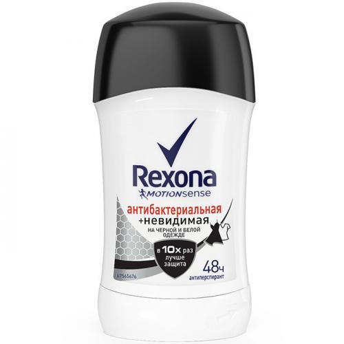 Антиперспирант Rexona Антибактериальная и невидимая на черной и белой одежде карандаш 40 мл., ПЭТ