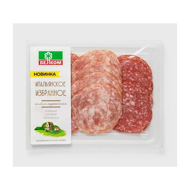 Колбаса Велком Сальчичон Салями Римини сырокопченая набор нарезка 90 гр., вакуум