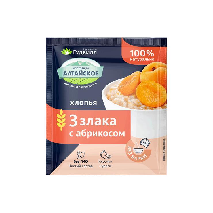 Каша Алтайское хлопья 3 злака с абрикосом 35 гр., саше