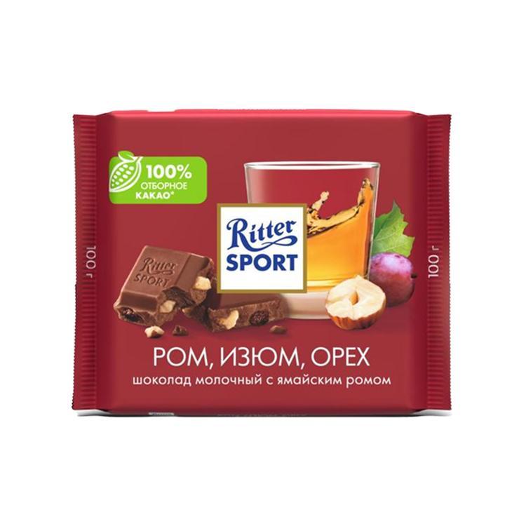 Шоколад Ritter Sport ром изюм орех 100 гр., флоу-пак