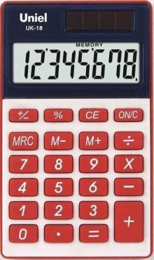 Калькулятор красный UK-18R, Uniel, картонная коробка