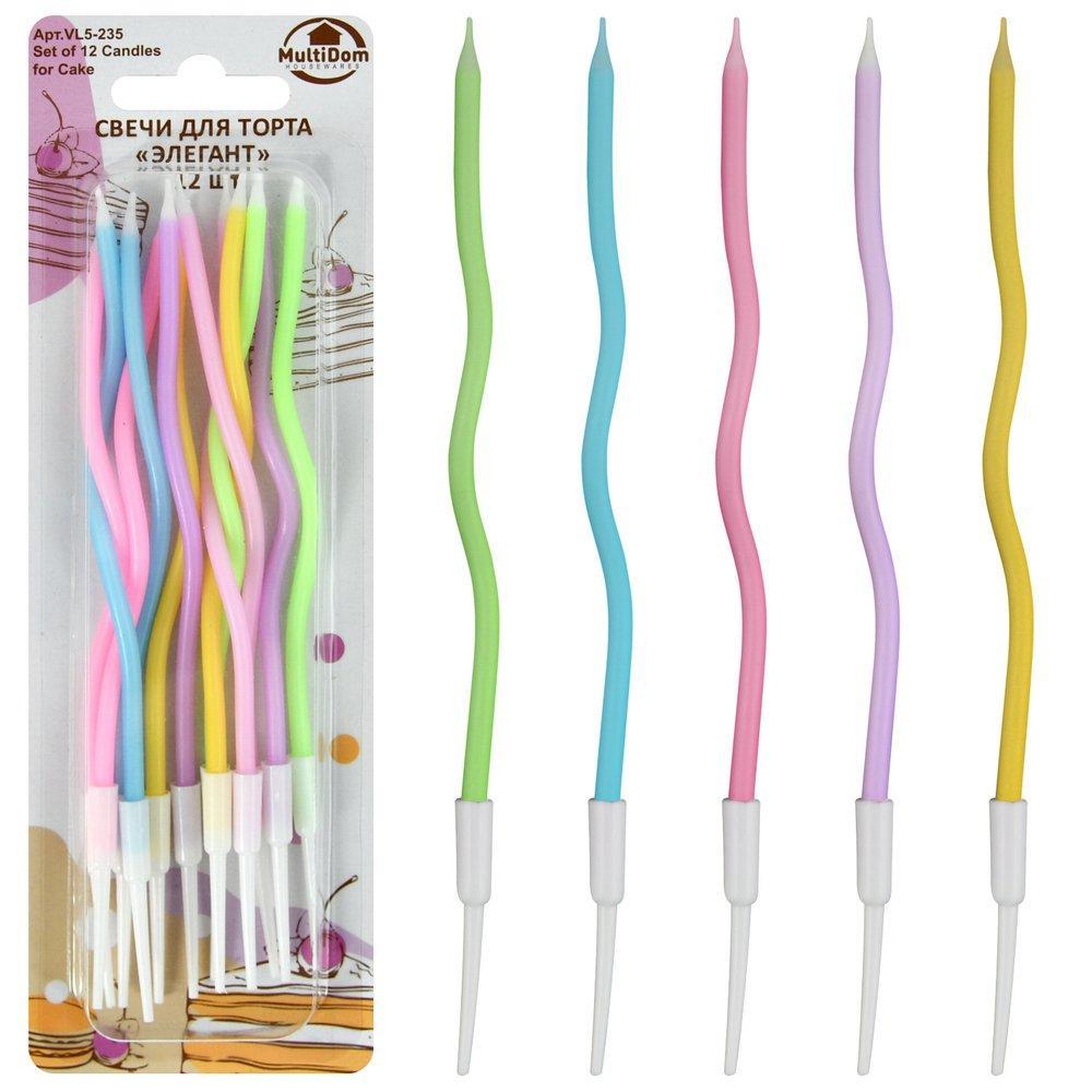 Свечи для торта Мультидом элегант 12 штук 12 см., пакет
