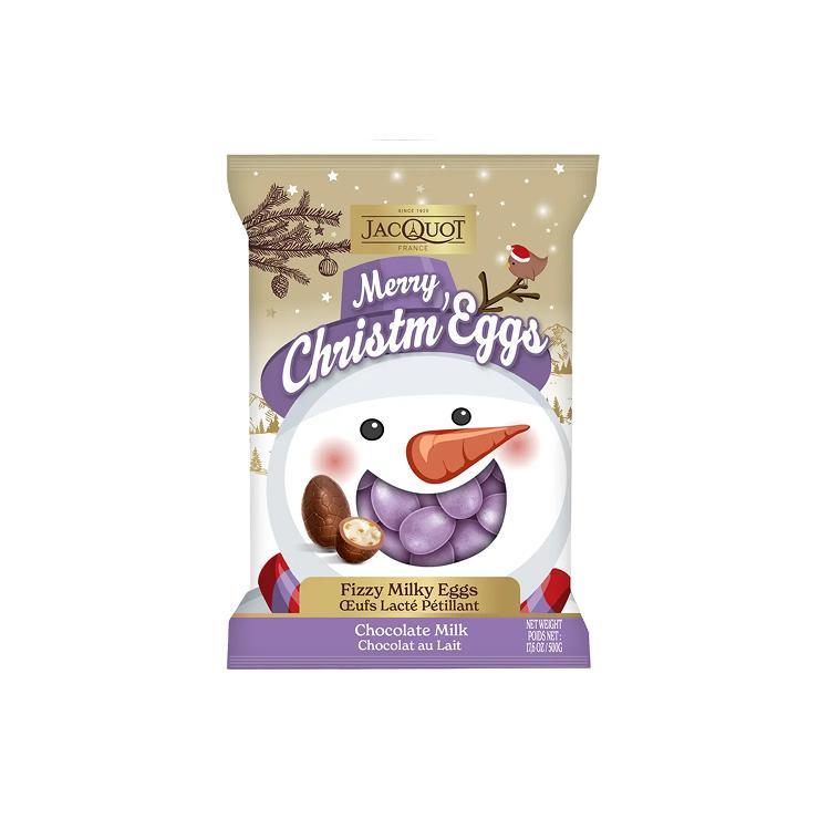 Яйца шоколадные JACQUOT Merry Christmas молочный шоколад со взрывной карамелью 100 гр., флоу-пак