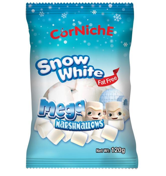 Зефир маршмеллоу CorNichE Snow Мега белый 120 гр., флоу-пак