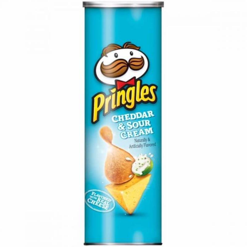 Чипсы Pringles Cheddar & Sour Cream Сыр Чеддер и Сметана 158 гр., туба