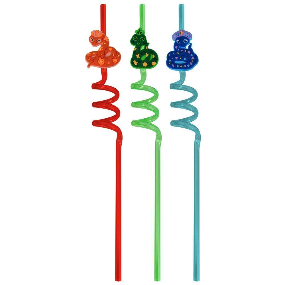 Трубочки для коктейля Мультидом змейка-чародейка 3 штуки 23 см 3 цвета, пакет