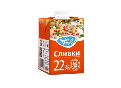 Сливки Чудское Озеро ультрапастеризованные 22% 500 мл., тетра-пак