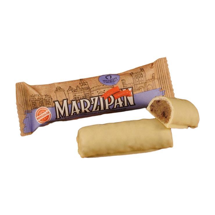 Марципановый батончик ШААКЕН ДОРФ в белом шоколаде со смородиной 50 гр., флоу-пак