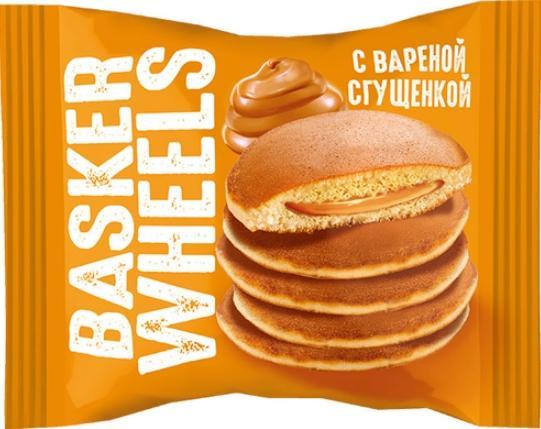 Пирожное бисквитное Basker Wheels Pancake с вареной сгущенкой 36 гр., флоу-пак