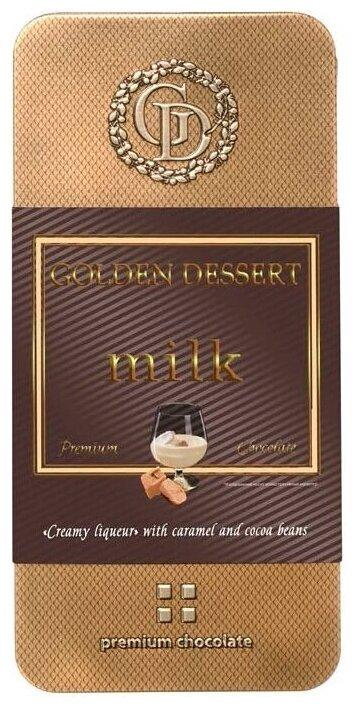 Шоколад Golden Dessert Milk Ликер сливочный молочный с карамелью и какао-бобами 100 гр., обертка
