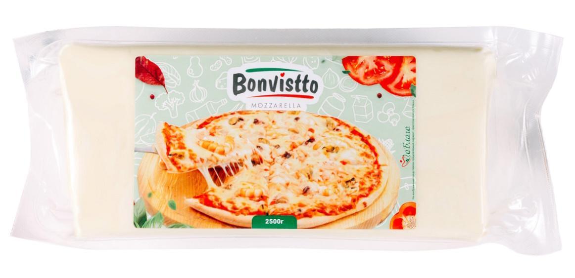 Сыр мягкий Bonvistto Моцарелла 40% брус 2,5 кг., в/у