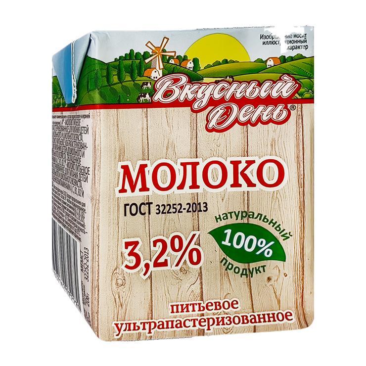 Молоко ультрапастеризованное Вкусный день 3,2% 200 мл., тетра-пак