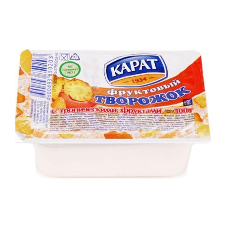 Творожок Карат тропические фрукты 9% 100 гр., пластик