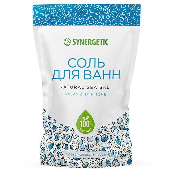 Соль для ванн Synergetic natural sea salt 1 кг., дой-пак