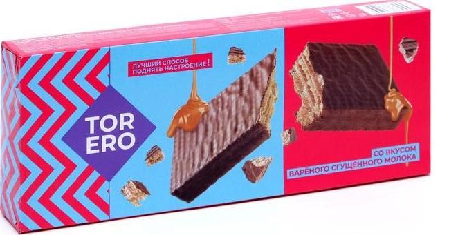 Торт TORERO вафельный со вкусом вареного сгущенного молока, 200 гр., картон