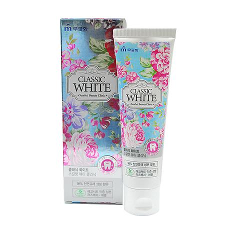 Зубная паста Mukunghwa Classic White Scarlet beauty clinic зеленый чай с мятой отбеливающая 110 гр., картон