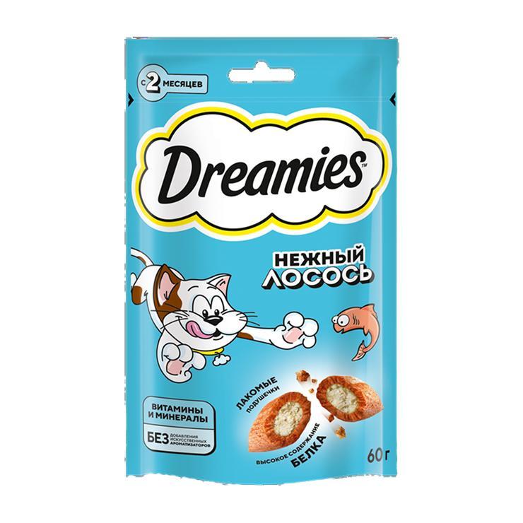 Лакомство для кошек Dreamies с добавлением лосося 60 гр., пауч