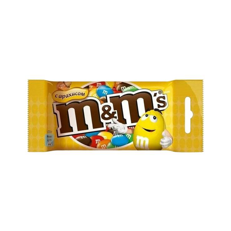 Драже M&M's с арахисом и молочным шоколадом 45 гр., флоу-пак