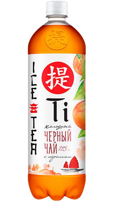 Холодный чай Ti черный со вкусом персика, 1.25 л., ПЭТ