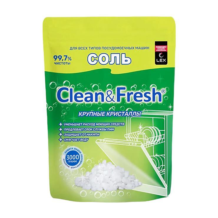 Соль для посудомоечных машин Clean & Fresh гранулированная 1,5 кг., дой-пак