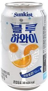 Напиток безалкогольный газированный Sunkist Blue Hawaii low calorie, 340 мл., ж/б